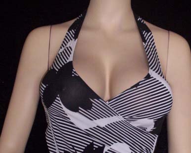 NEW STRIPED HALTER DRESS W/ LEAF PRINT Small