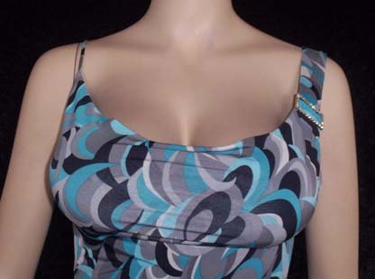 NEW PRINT COWL NECK MINI DRESS sleeveless w-blue LARGE