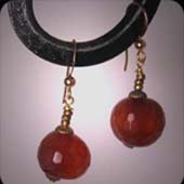 Faceted Carnelian Earrings with Aged Findings by J. Wass Designer Jewelry