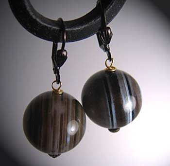 Vintage Banded Agate Earrings by J. Wass Designer Jewelry