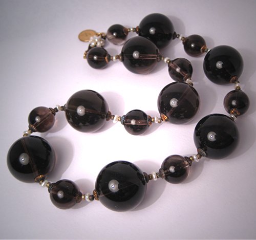 Smokey Quartz Pearl Choker Necklace by J. Wass Designer Jewelry
