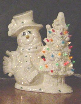 Irish Snowman Holding Light Up Christmas Tree