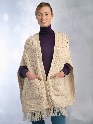 Ladies Irish Knit Wool Shawl