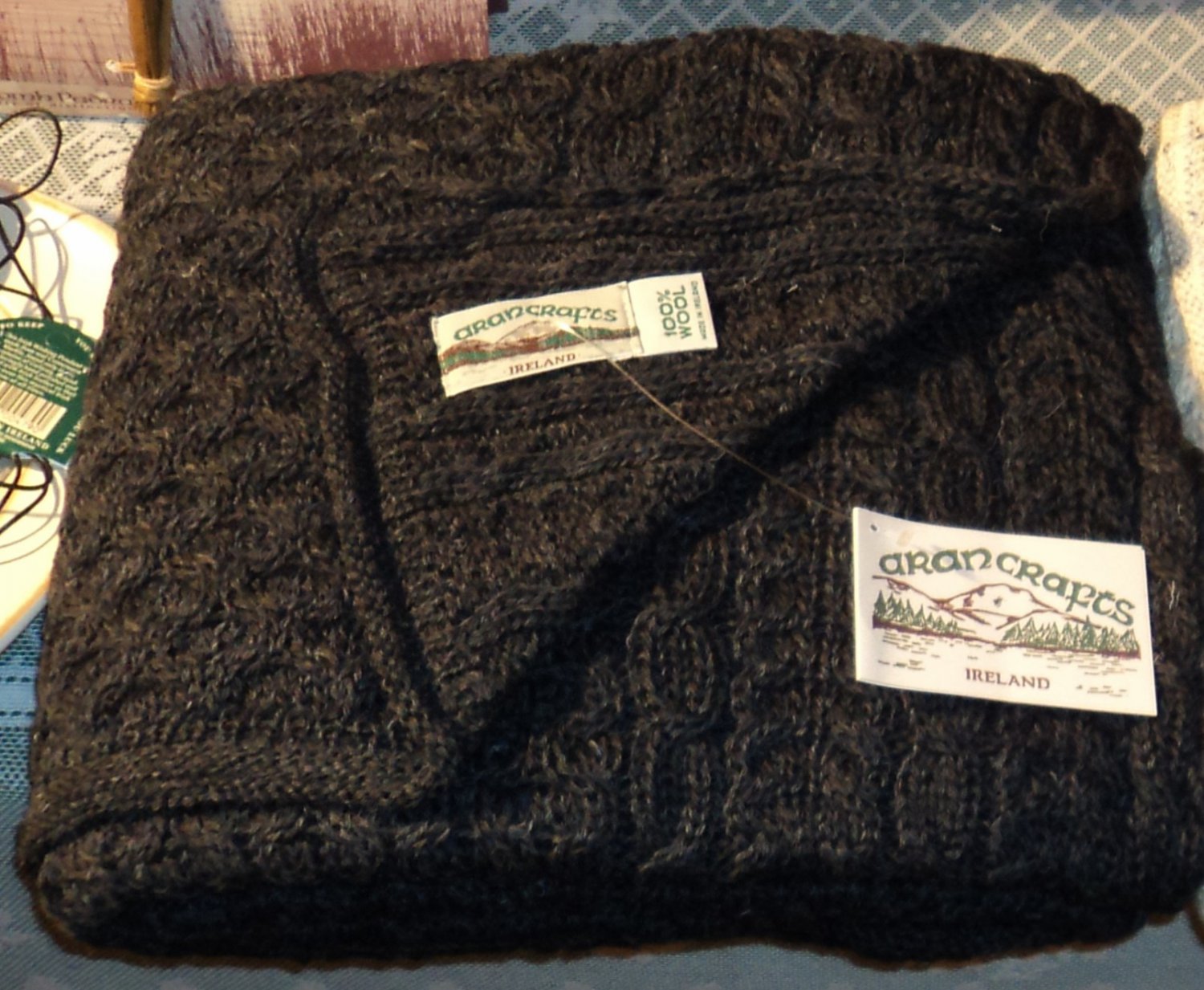 Wool Throw Blanket in Charcoal Made In Ireland