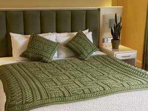Aran Two Toned Irish Wool Throw in Green