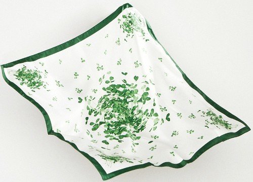 Square Shamrock Sprig White Scarf