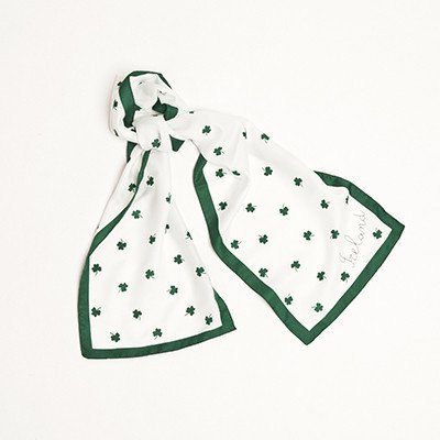 Long White Scarf With Shamrocks