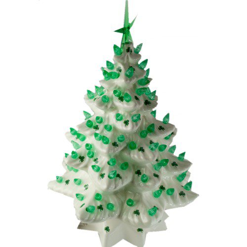 light up ceramic christmas tree with shamrock light up ceramic christmas tree with shamrock