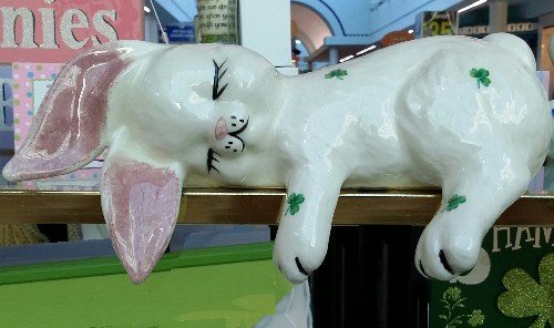 Sleeping Shelf Bunny with Shamrocks