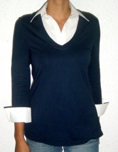 Knit collared shirt (navy)