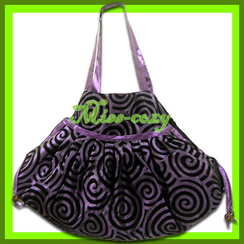 THAI SILK SHOULDER HAND BAG PURPLE HOBO HIPPIE / B103