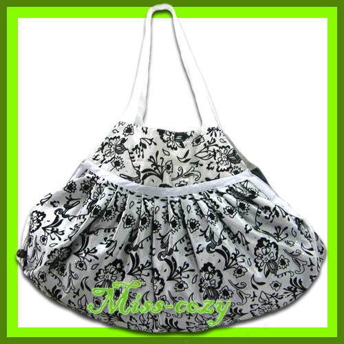 THAI SILK HAND SHOULDER BAG WHITE HIPPIE GYPSY HOBO / B123