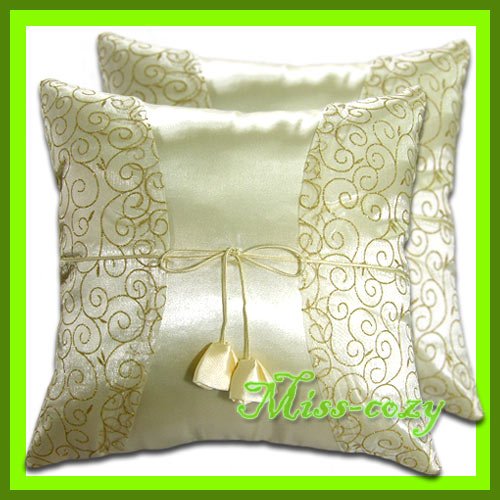 2 THAI SILK THROW CUSHION CASE PILLOW COVER IVORY / 1179