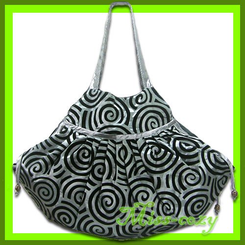 THAI SILK HAND SHOULDER BAG GREY-SILVER VELVET TOTE HOBO / B108