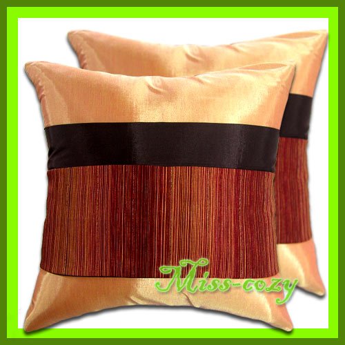 2 THAI SILK THROW CUSHION CASE PILLOW COVER TWO-TONE / 1183