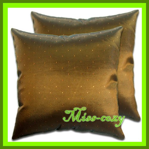 2 THAI SILK CUSHION PILLOW COVER BROWN TWO-TONE / 1150