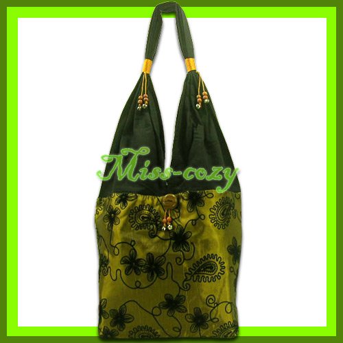 THAI SILK HANDBAG SHOULDER BAG HOBO GOLD TOTE HIPPIE / B135