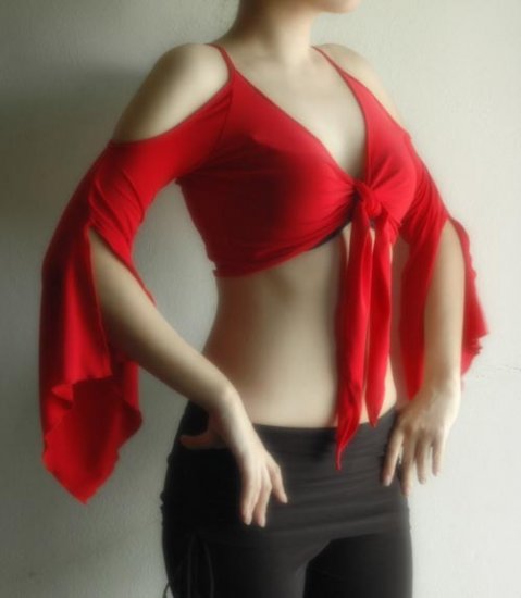 Red Tie Top With Open Shoulders