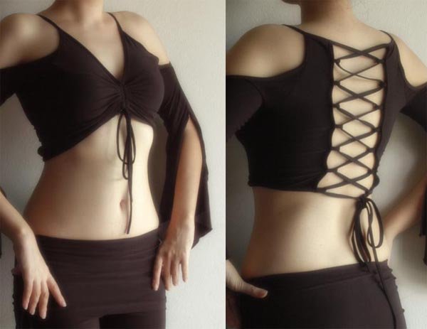 Black Corset Back Adjustable Front Top