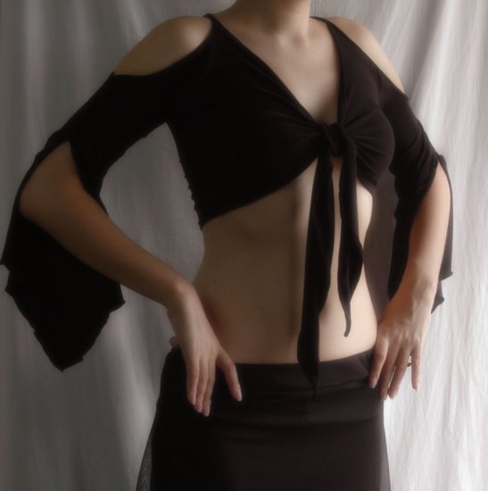 Black Tie Top With Open Shoulders