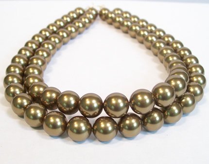 Antique Brass Double Strand Chunky Pearl Necklace - Perfect for weddings or casual