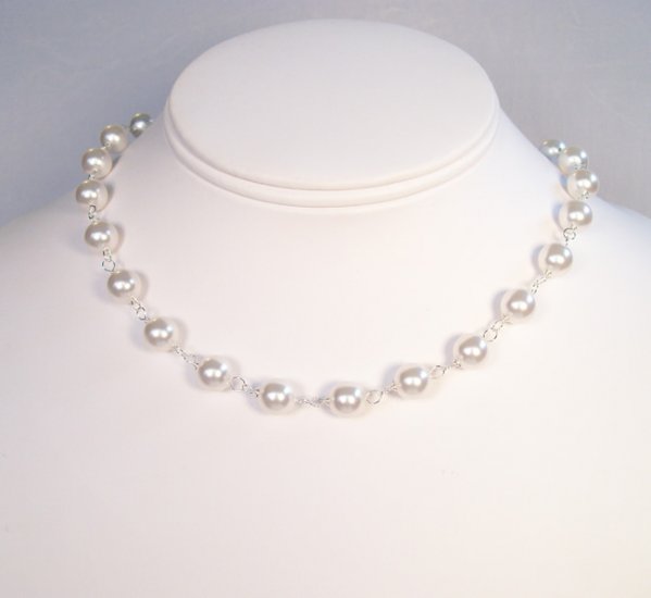 Kenna Pearl Wedding Necklace - White Pearls - Multiple Color Options