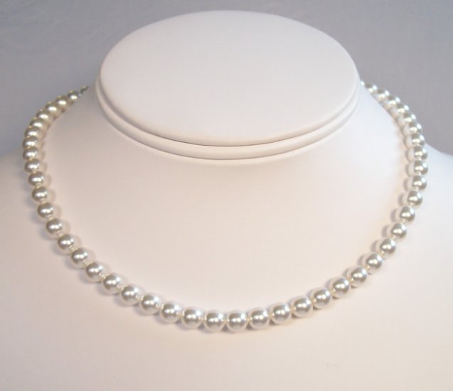 Single Strand White Pearl Necklace - 30 Pearl Color Options Available