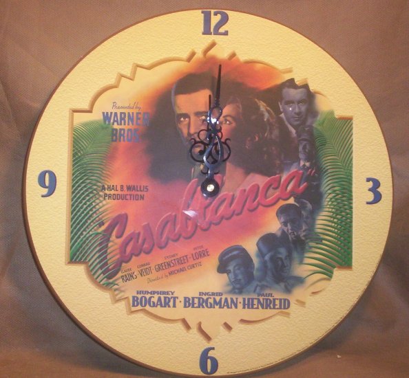 Casablanca Wall Clock, Bogart, Bergman, Henreid, Item # 04-0010010060010