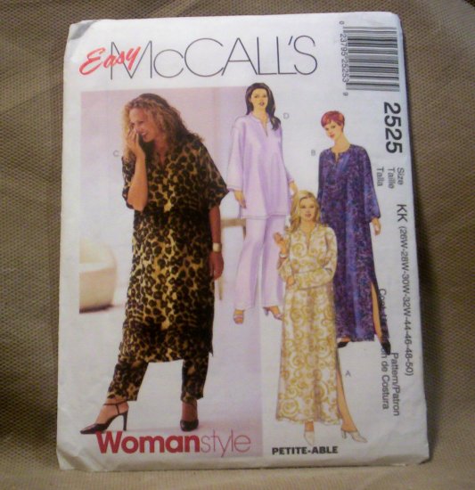 New McCall's Easy Womanstyle Caftan Pattern # 2525 Size 26W-50