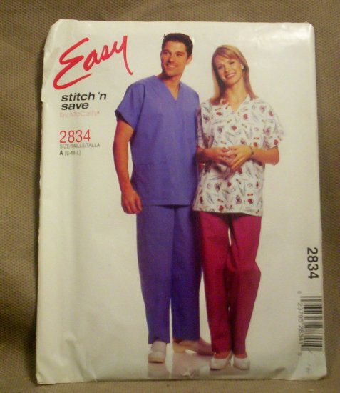 Easy Stitch 'n Save Men's and Ladies Scrubs Pattern 2834 size S-M-L