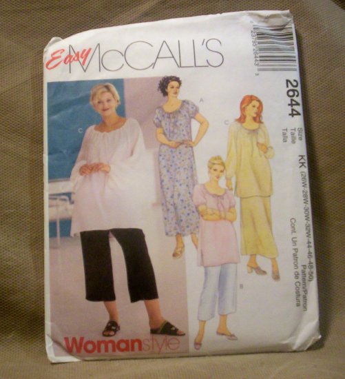 McCall's Easy Women's Dress, Top, Skirt and Capri's Pattern #2644, Size 26W-50