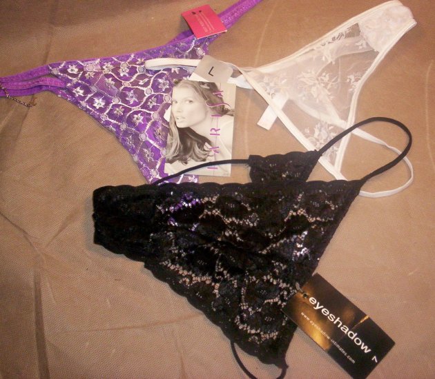 3 Pair Ladies "G" string Bikini Panties, Size L, NWT, Item # 05-001001060021