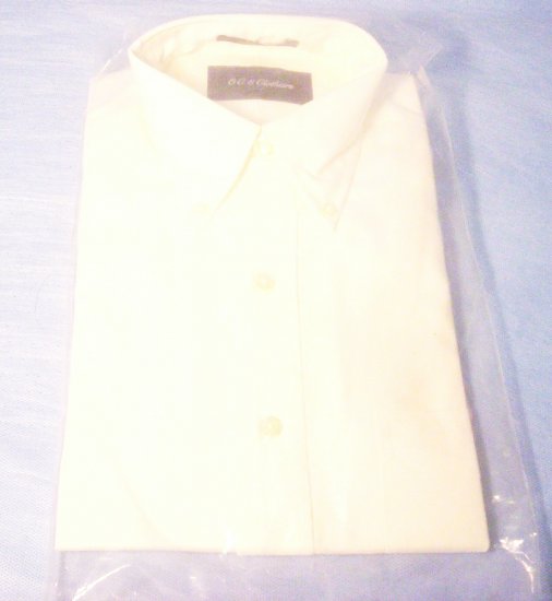 Men's LS Size 15-33 White Button Front Shirt, Item # 10-001016060009