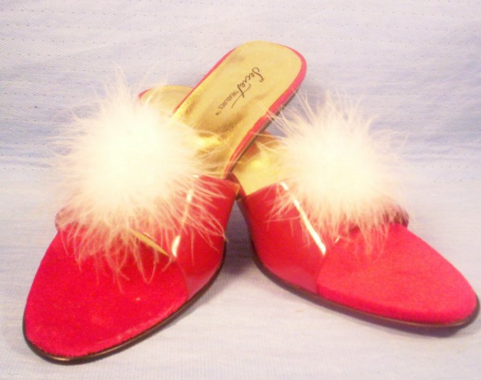 Ladies Secret Treasures Red Pumps with white Feathers, Item # 05-001020060028