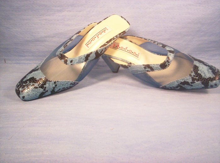 Ladies Stefani Blue and Black Snake Skin Mesh Pumps, Item # 05-001020060029