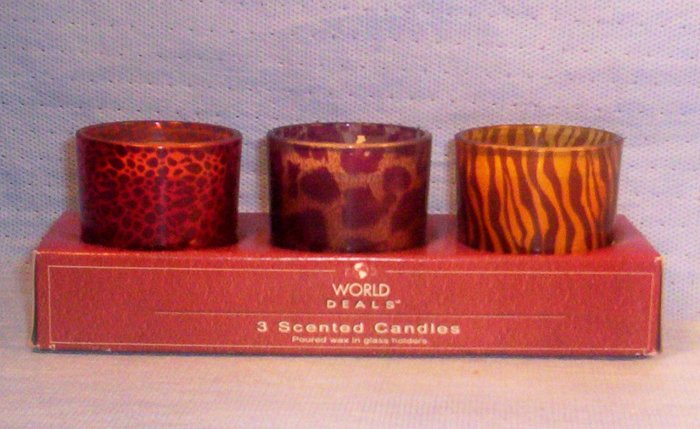 Set of 3 Animal Print Candles, Item # 04-001021060023