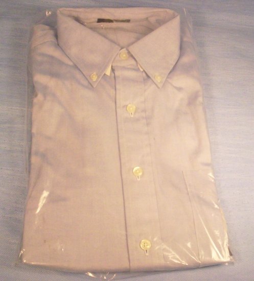 Men's LS Size 15 Blue and White Button Front Shirt, Item # 10-001016060011