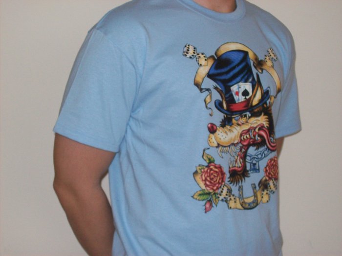 tattoo inspired tshirt "gambling wolf"
