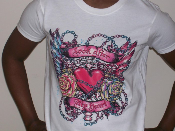 "look after my heart" tattoo tshirt for ladies