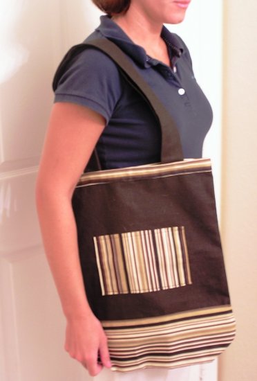 Brown Striped Tote Bag