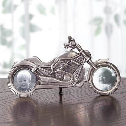 Pewter Motorcycle Picture Frame