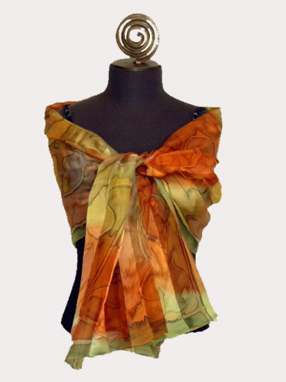Leaf Satin Chiffon Shawl # 306