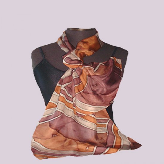 100% pure silk...HAND PAINTED..Taupe Stripe Silk Oblong #201