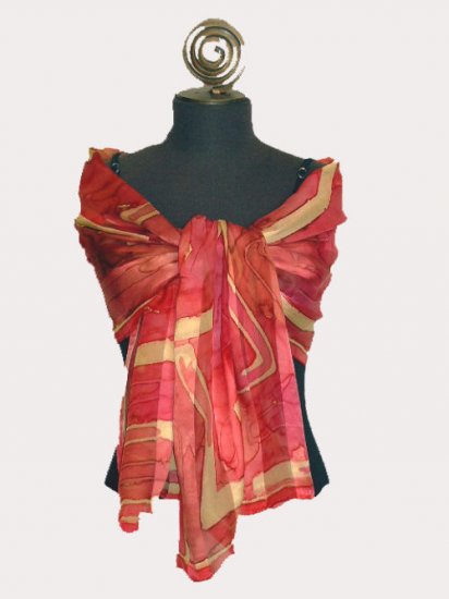 100% Pure Silk...Magenta Satin Chiffon Shawl # 304
