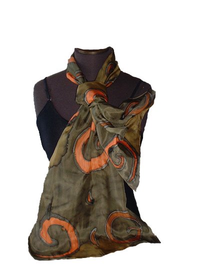 100% Pure Silk Olive Oblong #204