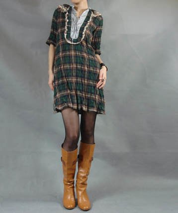 Green Scotland Check Mini Dress