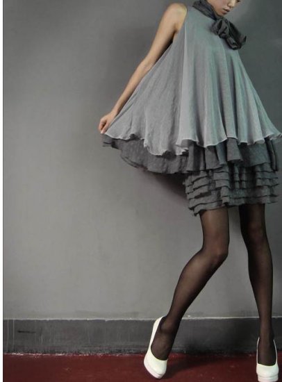 Blooming - Grey Silk Blend Mini Dress