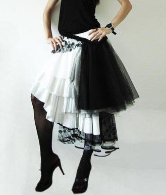 Black & White Multi-layer Gauze Skirt