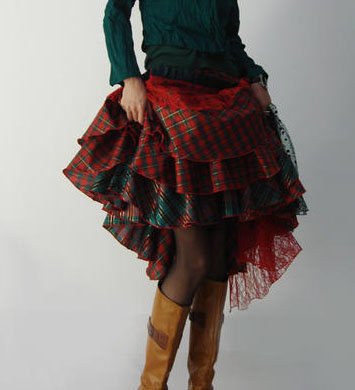 Scotland Christmas - Green & Red Multi-layer Skirt
