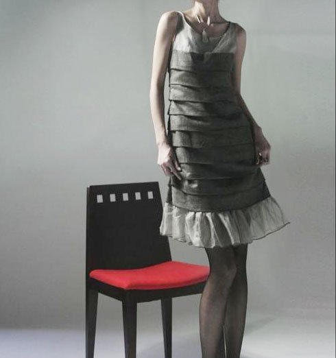 Pleats Party Dress Gray